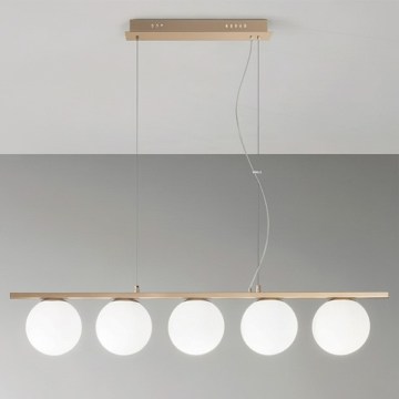 Ondaluce - riippuvalaisin MONILE 5xE14/10W/230V kulta/valkoinen