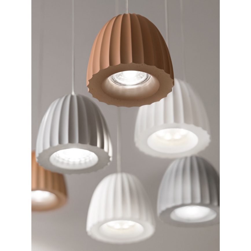 Ondaluce - Riippuvalaisin vaijerilla CONCRETE 1xGU10/7,5W/230V halkaisija 10,5 cm betoni/harmaa