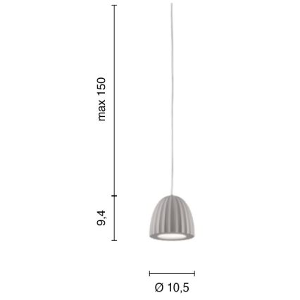 Ondaluce - Riippuvalaisin vaijerilla CONCRETE 1xGU10/7,5W/230V halkaisija 10,5 cm betoni/harmaa