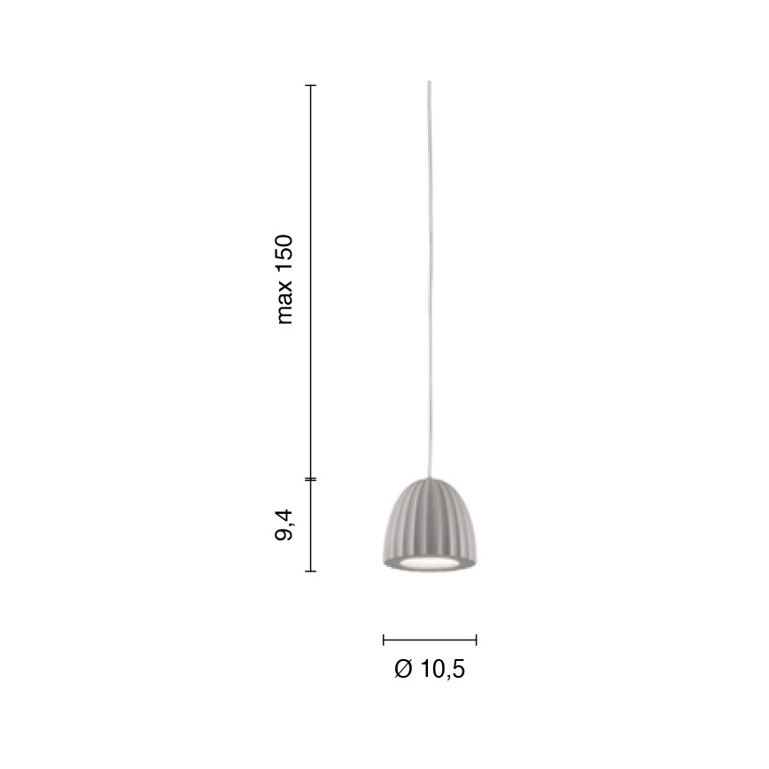 Ondaluce - Riippuvalaisin vaijerilla CONCRETE 1xGU10/7,5W/230V halkaisija 10,5 cm betoni/harmaa