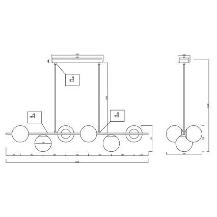 Ondaluce - Riippuvalaisin vaijerilla MONILE 6xE14/10W/230V kultainen/valkoinen