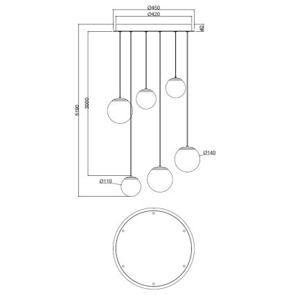 Ondaluce - SANTOS LED-riippuvalaisin vaijerilla LED/48W/230V Ø 45 cm kultainen/valkoinen