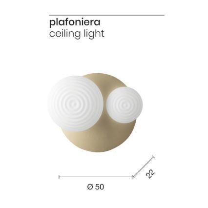 Ondaluce - Seinävalaisin TONDO 1xE14/10W/230V + 1xE27/15W kultainen/valkoinen
