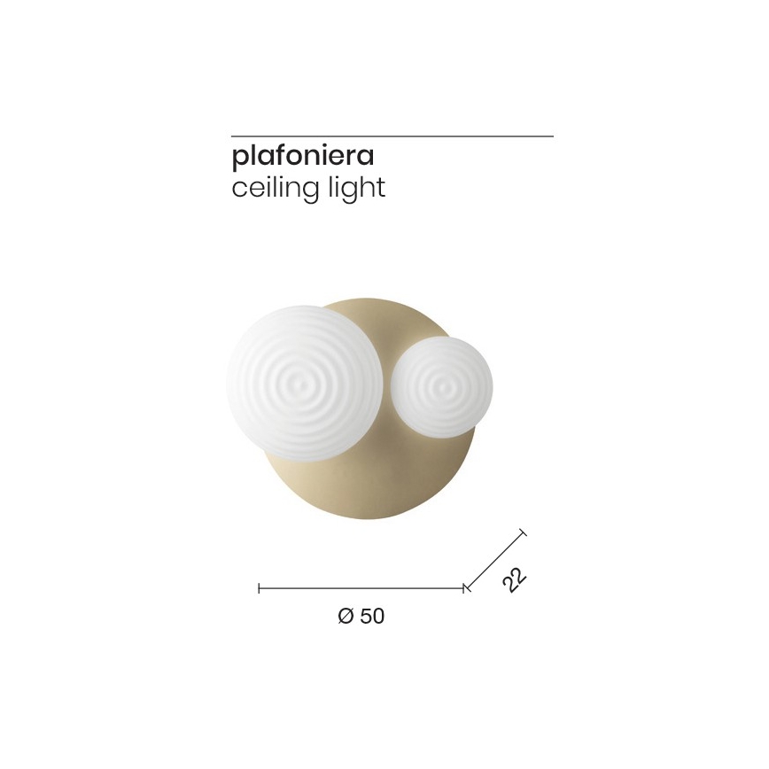 Ondaluce - Seinävalaisin TONDO 1xE14/10W/230V + 1xE27/15W kultainen/valkoinen