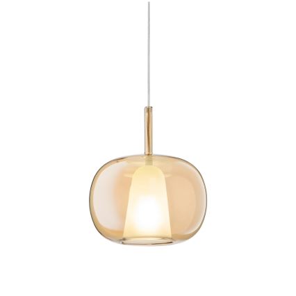 Ondaluce - THELMA-riippuvalaisin johdolla 1xE27/15W/230V, Ø 25 cm, kultainen/savuinen beige