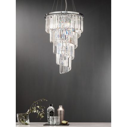 Ondaluce - Kristallikattokruunu vaijerilla ALEXANDER 10xE14/10W/230V halkaisija 50 cm kiiltävä kromi