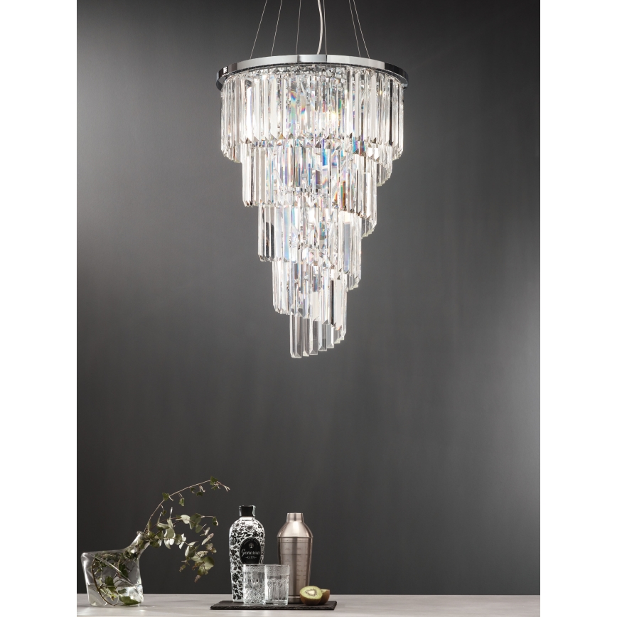 Ondaluce - Kristallikattokruunu vaijerilla ALEXANDER 10xE14/10W/230V halkaisija 50 cm kiiltävä kromi
