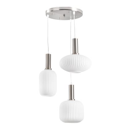 ONLI - DOROTY riippuvalaisin vaijerilla 3xE27/15W/230V, valkoinen/kiiltävä kromi