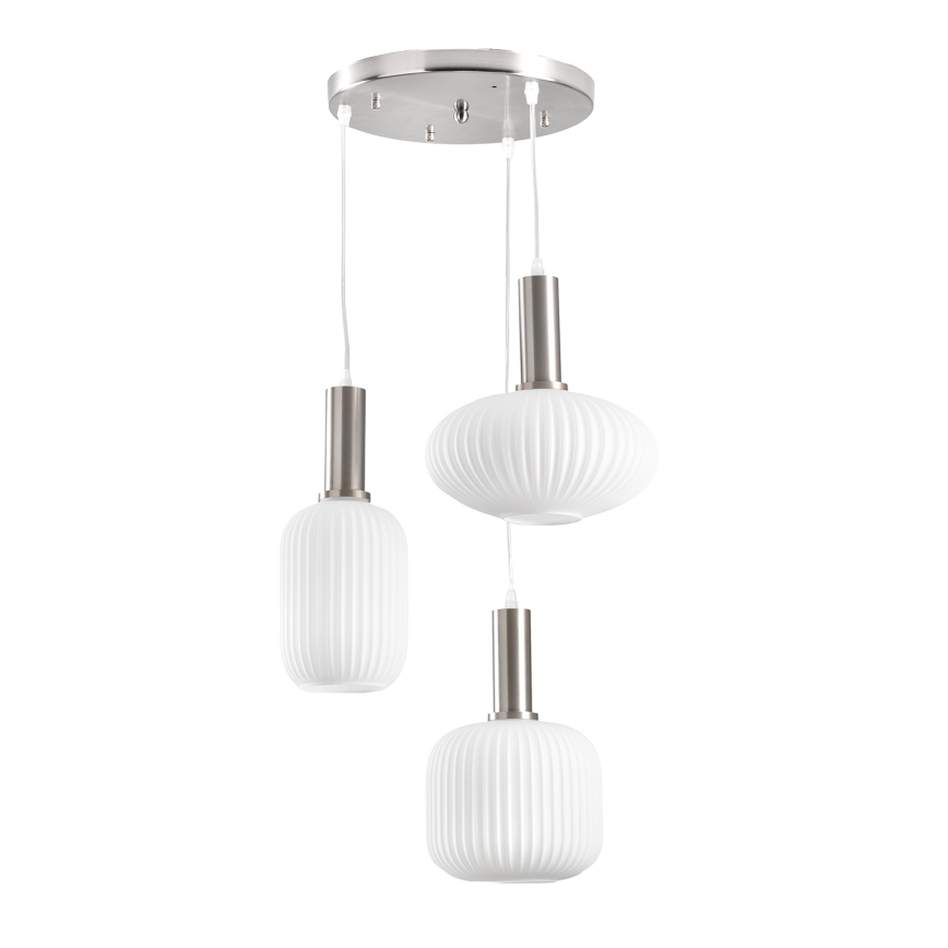 ONLI - DOROTY riippuvalaisin vaijerilla 3xE27/15W/230V, valkoinen/kiiltävä kromi