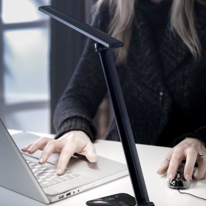 ONLI - Himmennettävä LED-pöytävalaisin USB-portilla DESKI LED/7W/230V 4000K musta