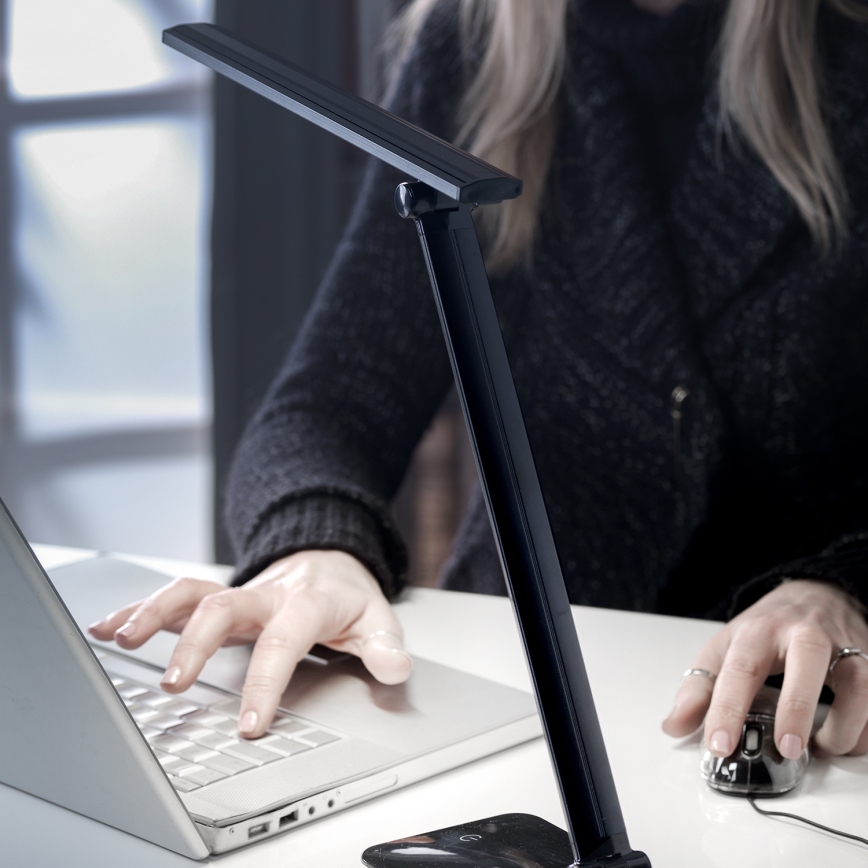 ONLI - Himmennettävä LED-pöytävalaisin USB-portilla DESKI LED/7W/230V 4000K musta