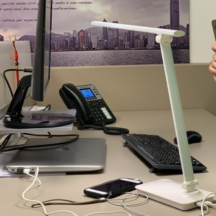 ONLI - LED-himmennettävä kosketuspöytävalaisin USB portem DESKI LED/7W/230V 4000K valkoinen