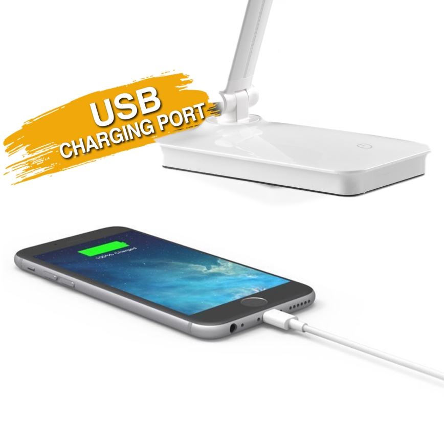 ONLI - LED-himmennettävä kosketuspöytävalaisin USB portem DESKI LED/7W/230V 4000K valkoinen