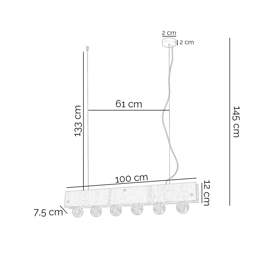 ONLI - Kattokruunu johdossa ARGO 6xE27/22W/230V harmaa