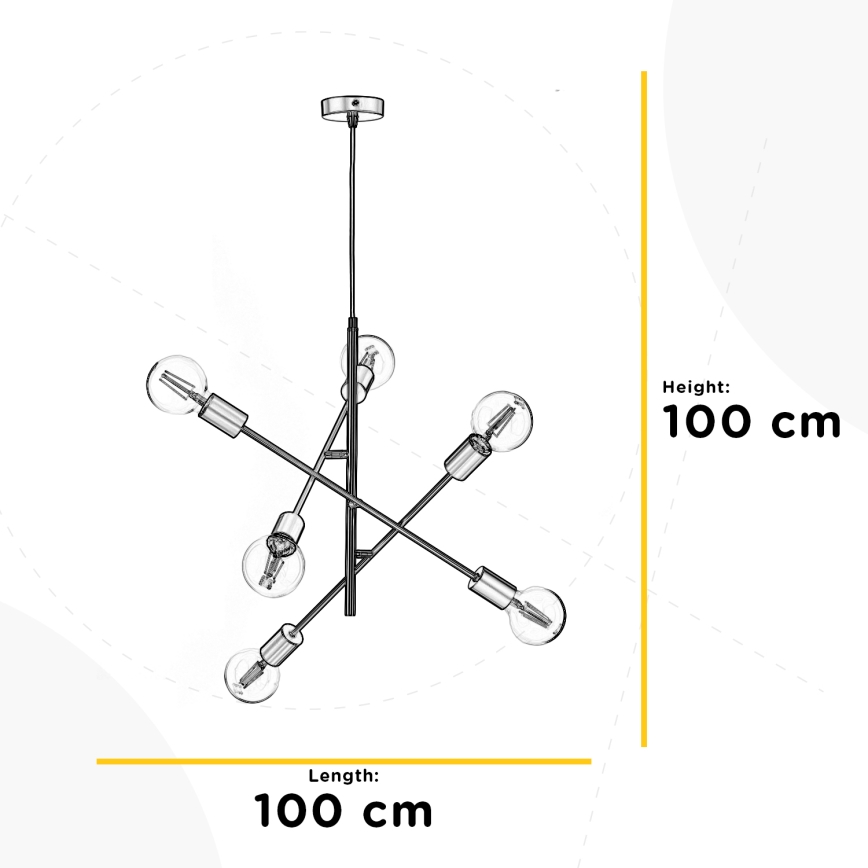 ONLI - Kattokruunu johdossa CROSS 6xE27/22W/230V