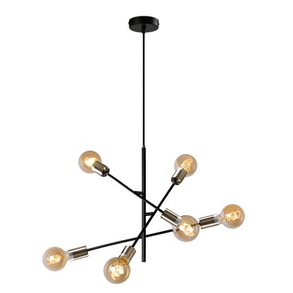 ONLI - Kattokruunu johdossa CROSS 6xE27/22W/230V musta/messinki