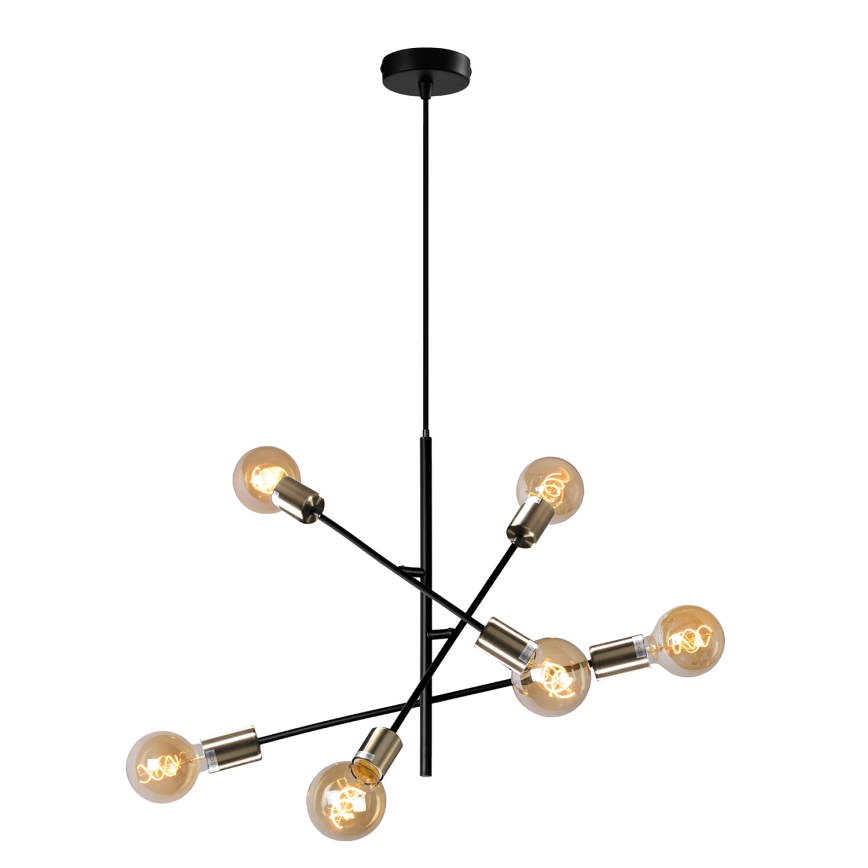 ONLI - Kattokruunu johdossa CROSS 6xE27/22W/230V musta/messinki