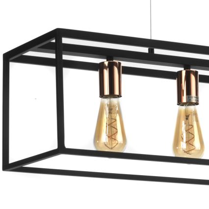 ONLI - Kattokruunu johdossa FLOKI 4xE27/15W/230V musta/kupari