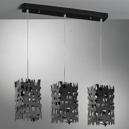 ONLI - Kattokruunu johdossa FORESTA 3xE27/15W/230V musta