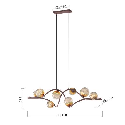 ONLI - Kattokruunu johdossa FRIDA 8xG9/10W/230V kupari