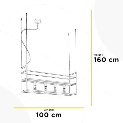 ONLI - Kattokruunu johdossa hyllyllä JEFFER 4xE27/22W/230V valkoinen