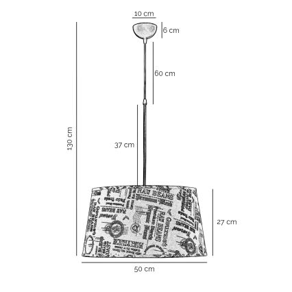 ONLI - Kattokruunu johdossa MAIDA 1xE27/15W/230V halkaisija 50 cm ruskea