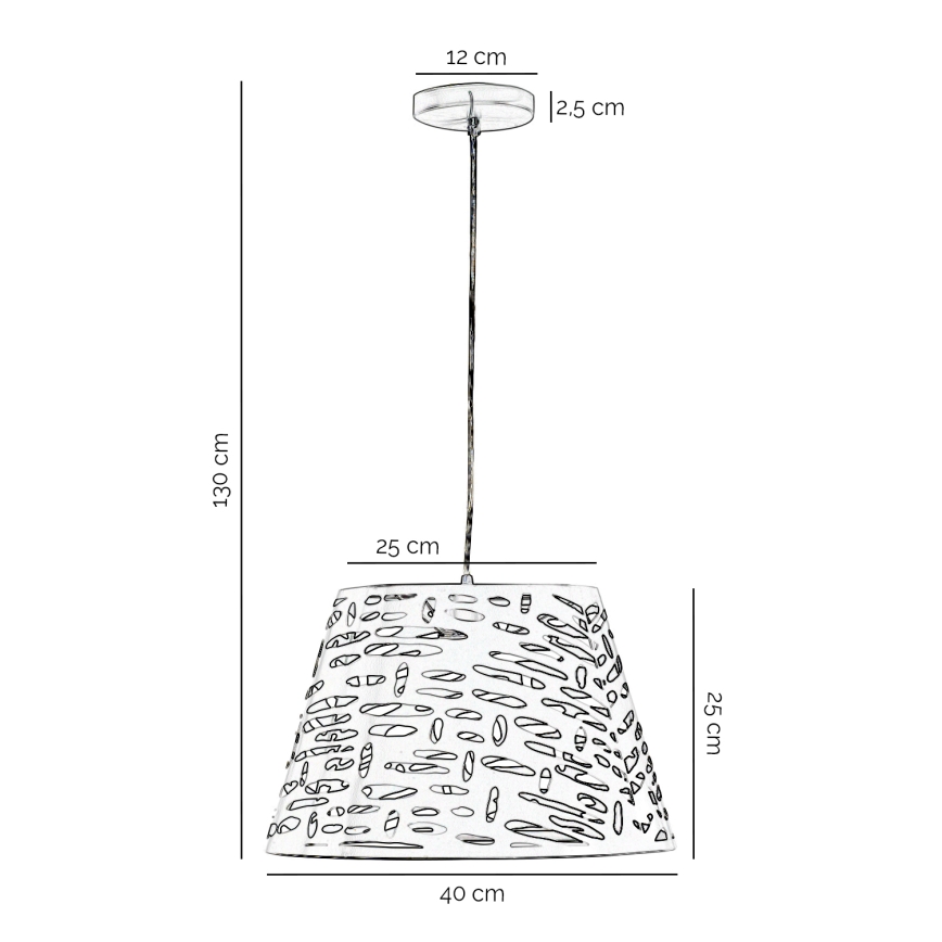 ONLI - Kattokruunu johdossa RICKY 1xE27/15W/230V halkaisija 40 cm valkoinen
