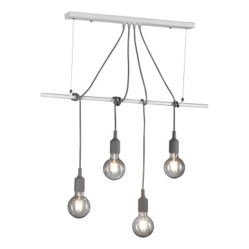 ONLI - Kattokruunu johdossa WIRE 4xE27/15W/230V harmaa/valkoinen