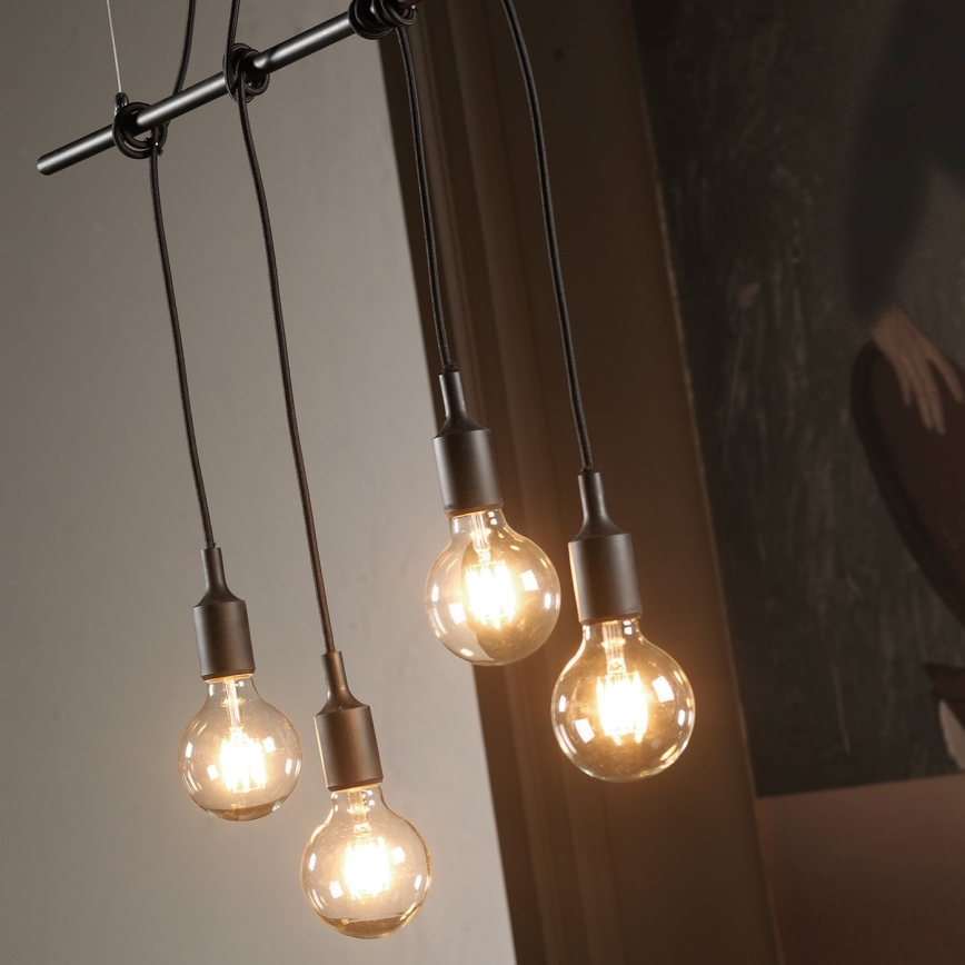 ONLI - Kattokruunu johdossa WIRE 4xE27/15W/230V musta