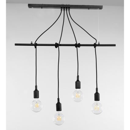 ONLI - Kattokruunu johdossa WIRE 4xE27/15W/230V musta