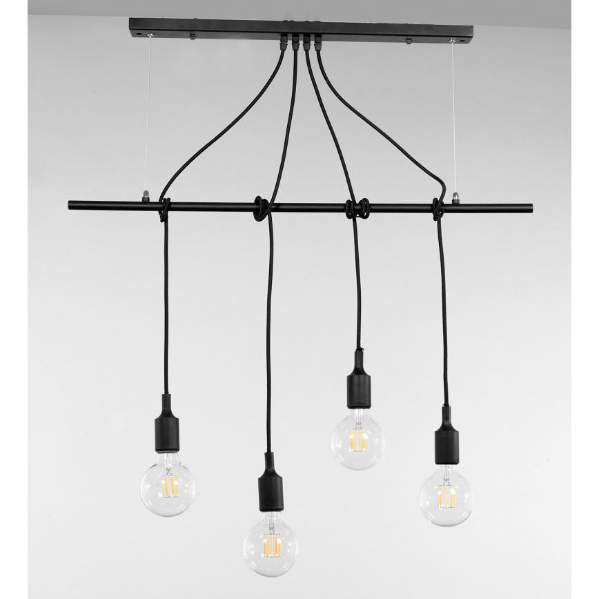 ONLI - Kattokruunu johdossa WIRE 4xE27/15W/230V musta