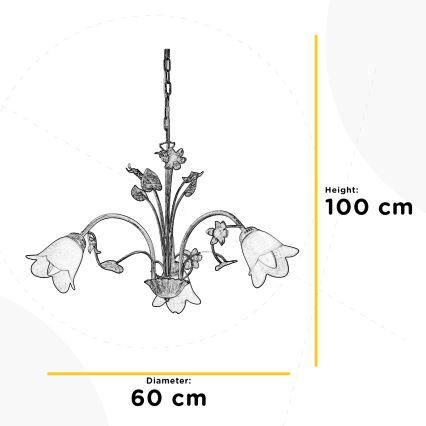 ONLI - Kattokruunu ketjussa BOTTON DORO 3xE14/6W/230V