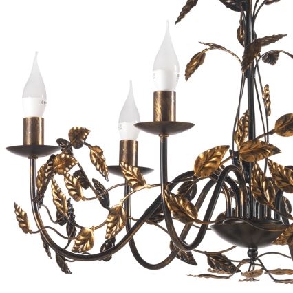 ONLI - Kattokruunu ketjussa COLLANA 6xE14/6W/230V pronssi/kulta