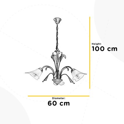 ONLI - Kattokruunu ketjussa LUCREZIA 3xE14/6W/230V pronssi