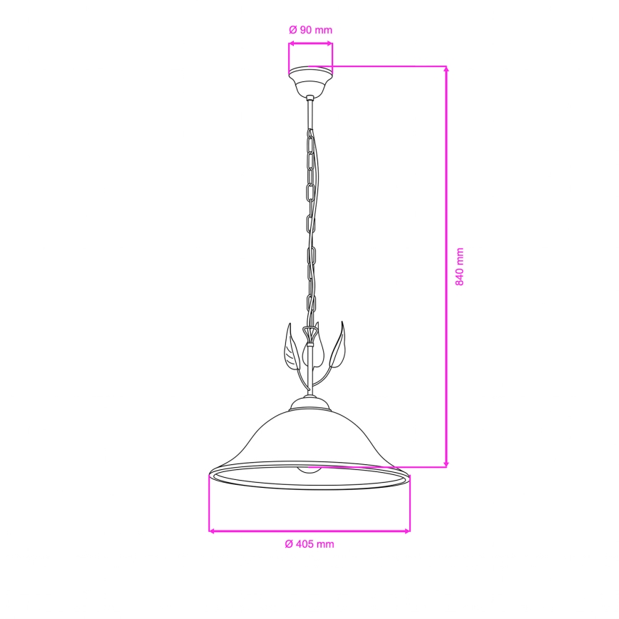 ONLI - Kattokruunu ketjussa MIRA 1xE27/22W/230V halkaisija 40 cm