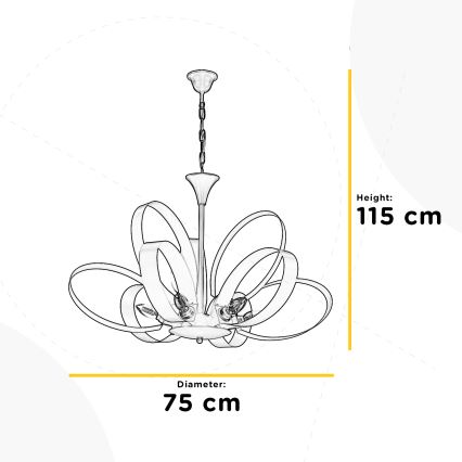 ONLI - Kattokruunu ketjussa SERENA 6xE14/6W/230V valkoinen