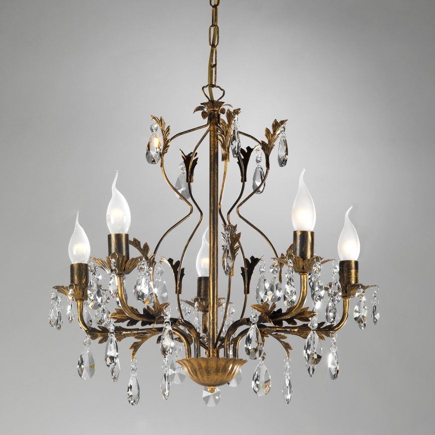 ONLI - Kattokruunu ketjussa TERESA 5xE14/6W/230V pronssi