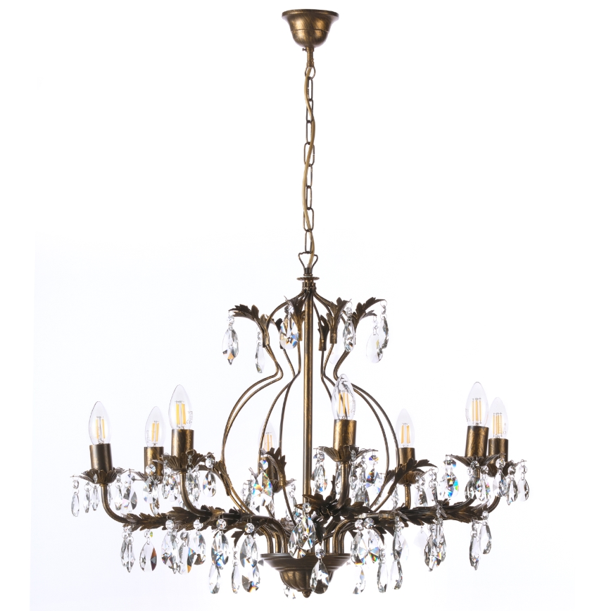 ONLI - Kattokruunu ketjussa TERESA 8xE14/6W/230V pronssi