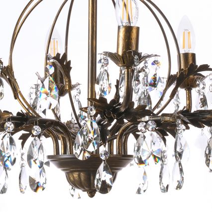 ONLI - Kattokruunu ketjussa TERESA 8xE14/6W/230V pronssi