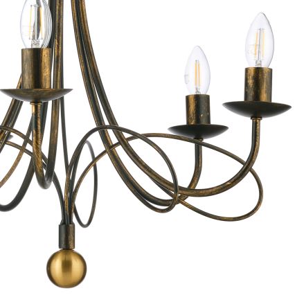 ONLI - Ketjulla ripustettava kattokruunu MILVIA 5xE14/6W/230V pronssinvärinen