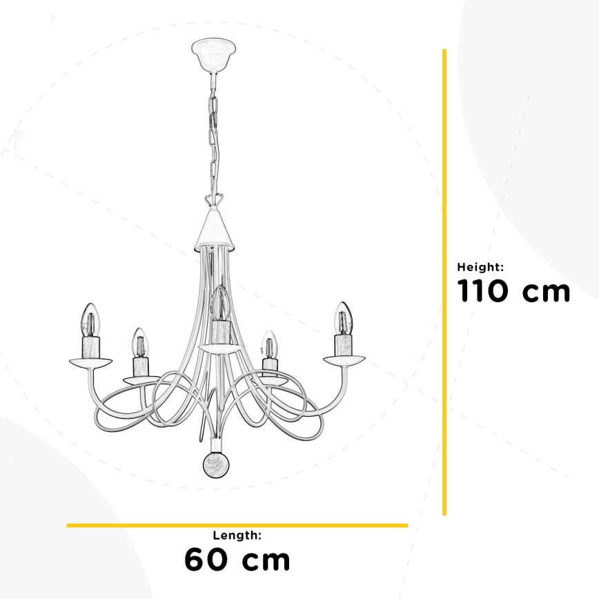 ONLI - Ketjulla ripustettava kattokruunu MILVIA 5xE14/6W/230V pronssinvärinen