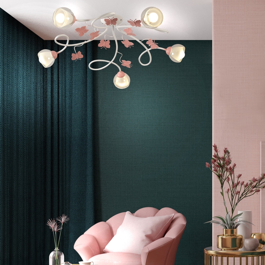 ONLI - Kiinteä lasten kattokruunu BUTTERFLY 5xE14/6W/230V