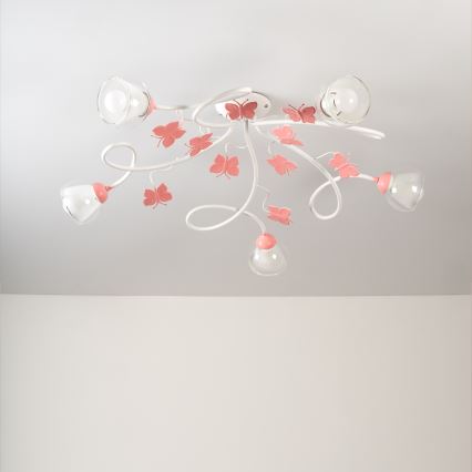 ONLI - Kiinteä lasten kattokruunu BUTTERFLY 5xE14/6W/230V