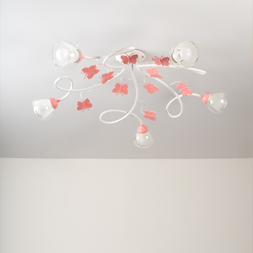 ONLI - Kiinteä lasten kattokruunu BUTTERFLY 5xE14/6W/230V