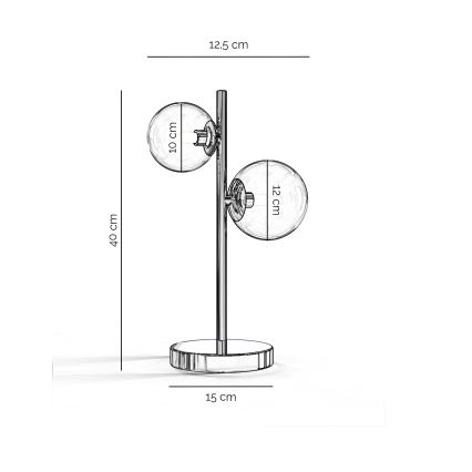 ONLI - KIMBERLY pöytävalaisin 2xG9/6W/230V 40 cm kiiltävä kromi
