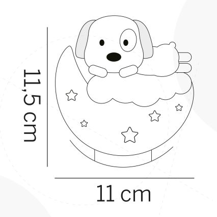 ONLI - Ladattava LED-lastenyövalo NUVOLINA LED/2,5W/5V 300 mAh koira/sininen