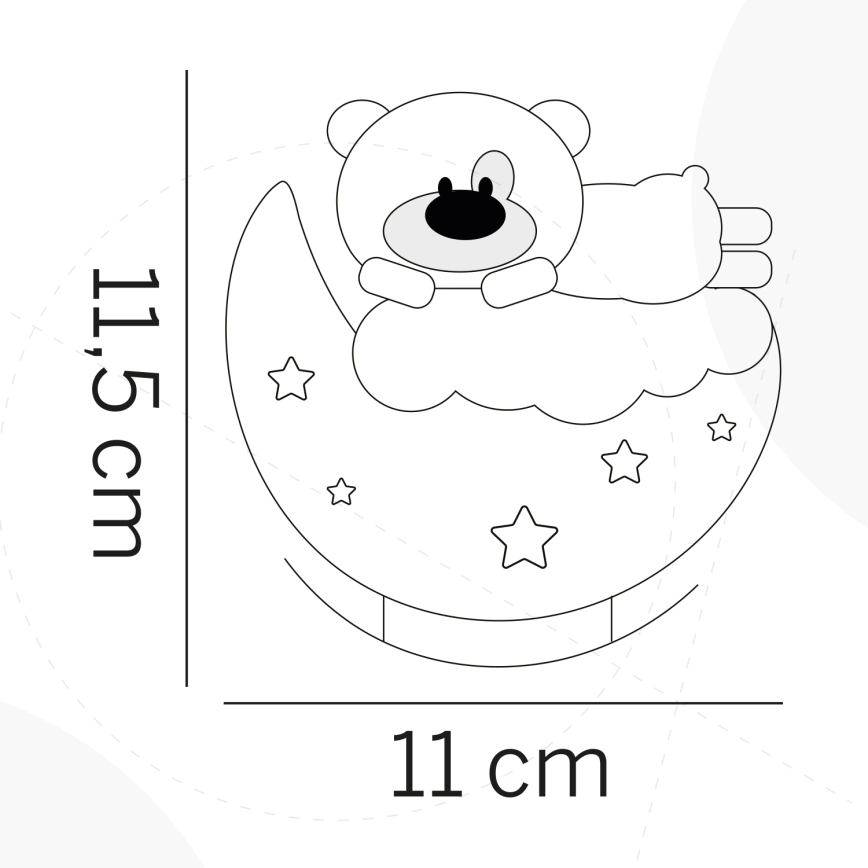 ONLI - ladattava LED-lastenyövalo NUVOLINA LED/2,5W/5V 300 mAh nalle/vaaleanpunainen