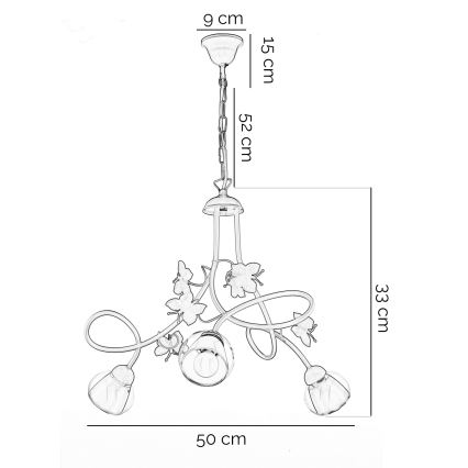 ONLI - Lasten kattokruunu BUTTERFLY 3xE14/6W/230V