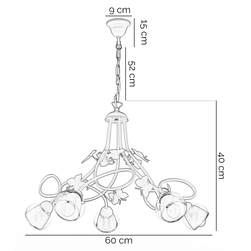 ONLI - Lasten kattokruunu BUTTERFLY 5xE14/6W/230V