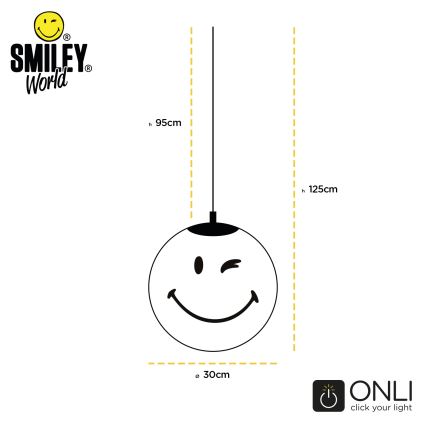 ONLI - Lasten riippuvalaisin johdolla SMILEY 1xE27/15W/230V keltainen